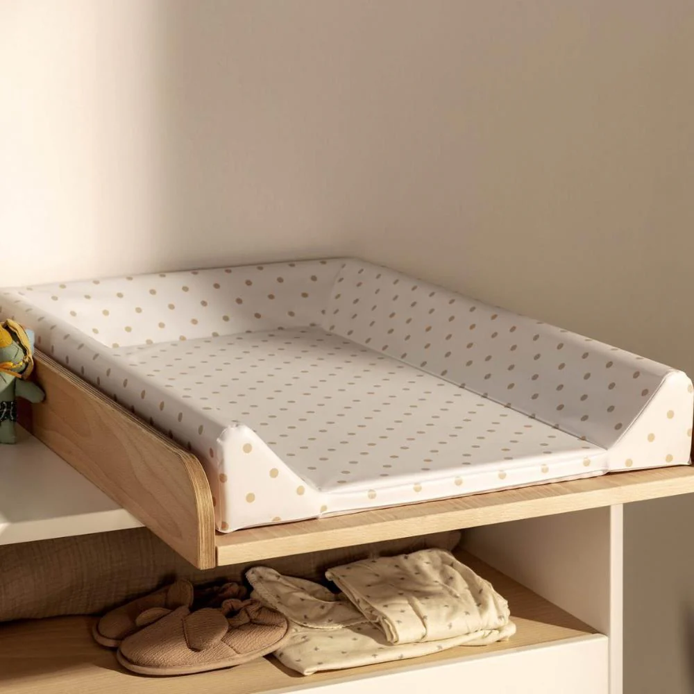 Muda Fraldas Branco Lunares Beige - Image 3