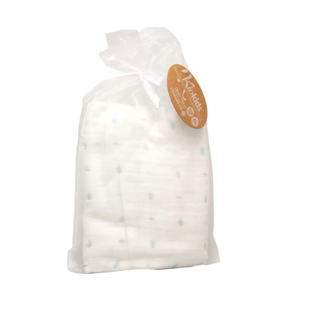 Musselina em Bambu Kiokids Folhas Azul 120x120cm - Image 2