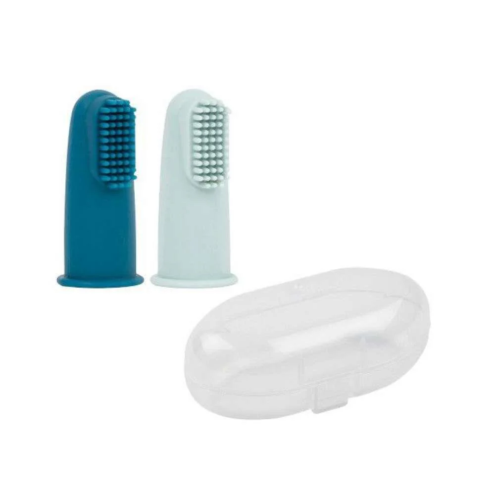 2 Escovas de Dentes de Dedo para Bebé Nattou Azul