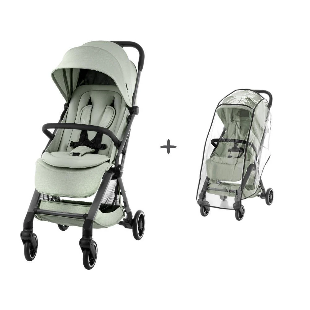 Pack Britax Römer Carrinho Flylite Sage Green + Capa da Chuva