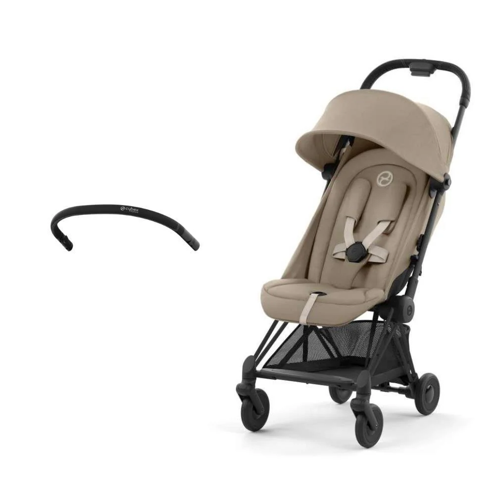 Pack Cybex Coya Matt Black Cozy Beige + Barra de Apoio de Braços Black