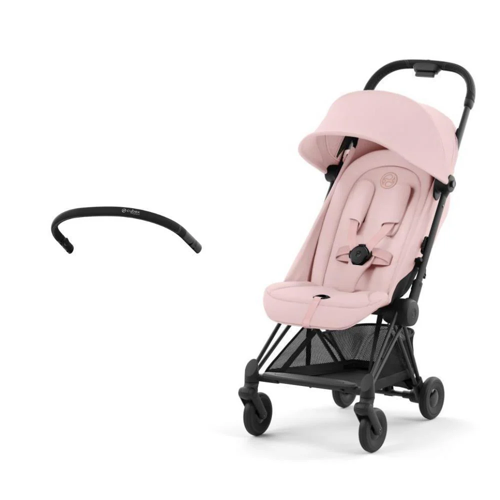 Pack Cybex Coya Matt Black Peach Pink + Barra de Apoio de Braços Black