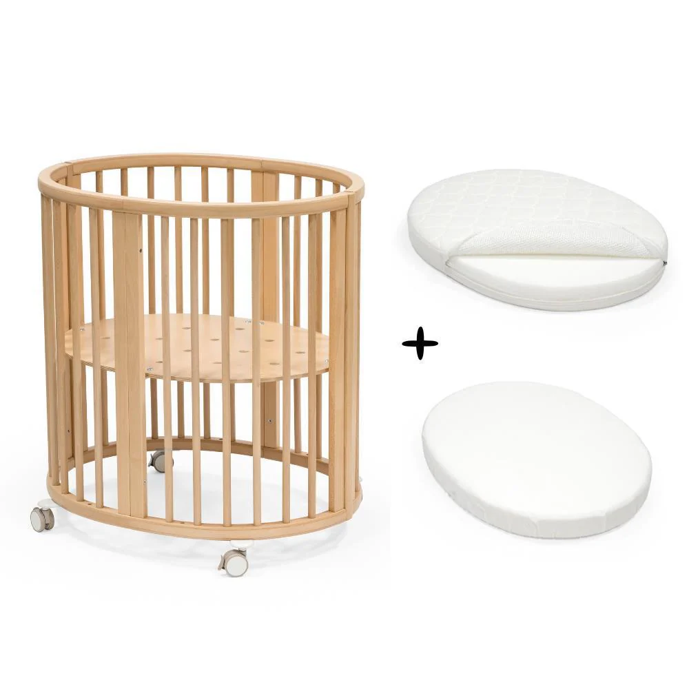 Pack Stokke Berço Sleepi Mini V3 Natural + Colchão + Lençol Ajustável White OCS