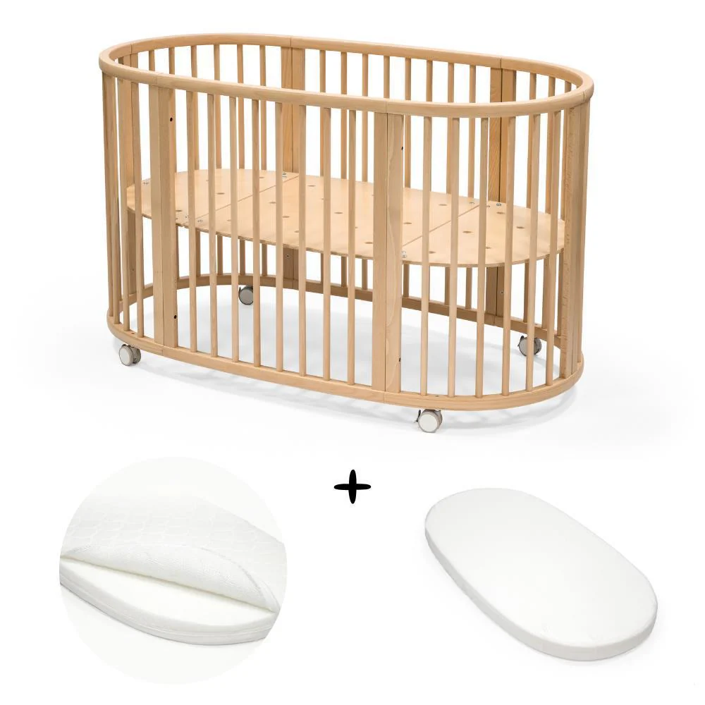 Pack Stokke Cama Sleepi V3 Natural + Colchão + Lençol Ajustável White