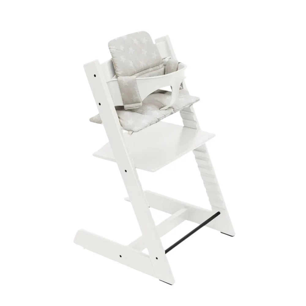 Pack Cadeira da Papa Stokke Tripp Trapp em Madeira + Baby Set² White + Almofada Clássica Star Silver - Image 2