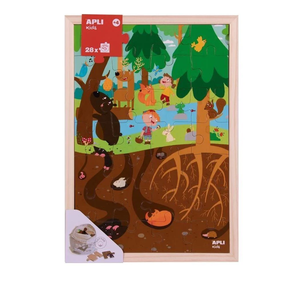 Puzzle Bosque em Madeira com Bolsa 28 Peças - Image 3