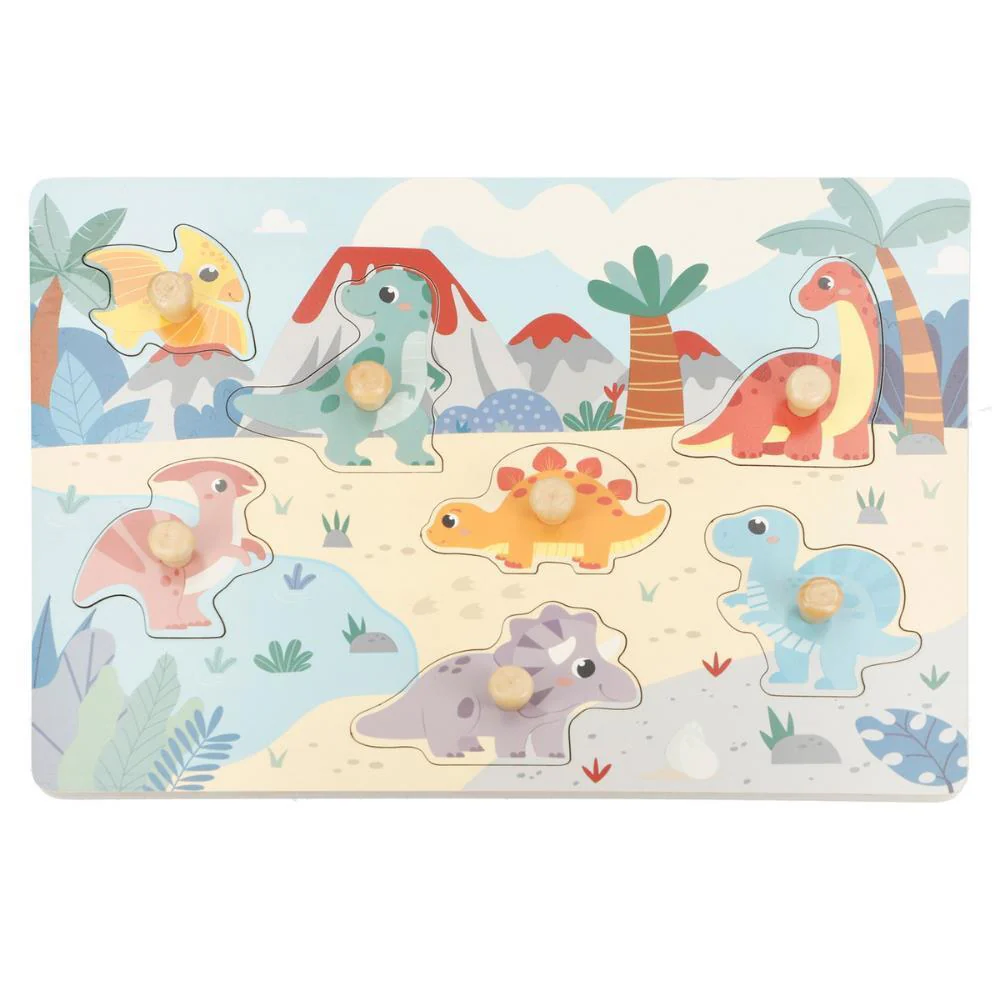 Puzzle de Encaixe Dinossauros/Animais da Quinta em Madeira - Image 3