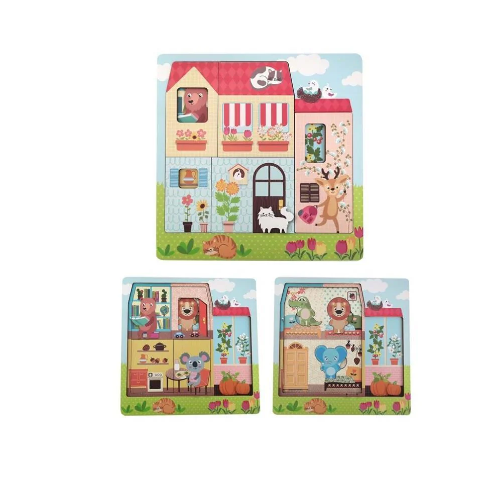 Puzzle Magni Casa em 3 Camadas em Madeira - Image 2