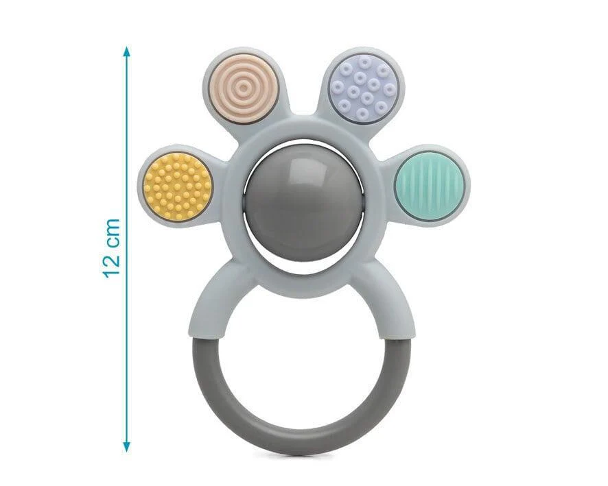Roca e Mordedor Sensorial em Silicone Cinza - Image 4