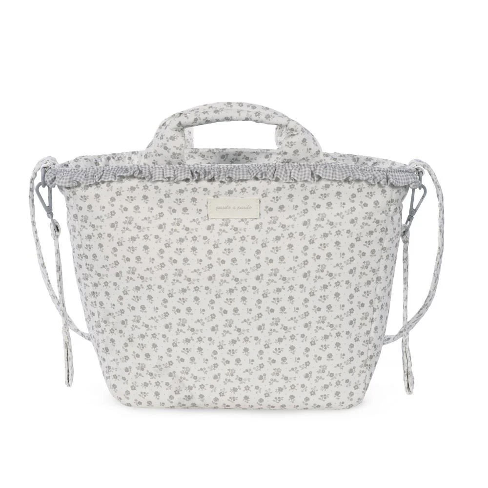 Saco com Muda Fraldas Pasito a Pasito Little Bloom Flowers Grey - Image 3