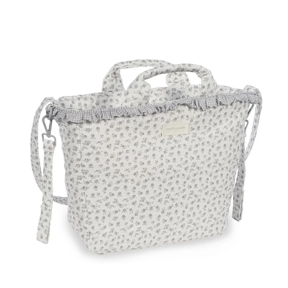 Saco com Muda Fraldas Pasito a Pasito Little Bloom Flowers Grey - Image 4