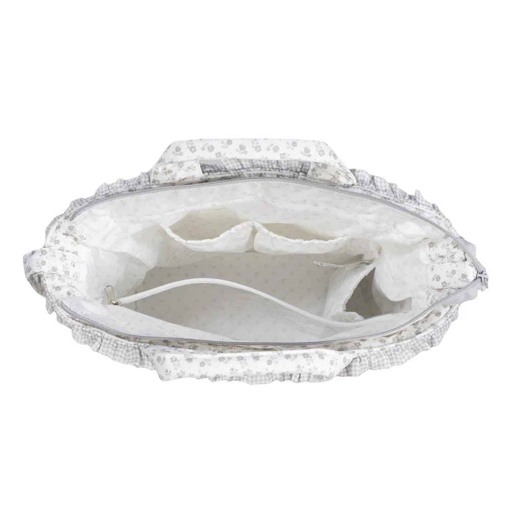 Saco com Muda Fraldas Pasito a Pasito Little Bloom Flowers Grey - Image 7