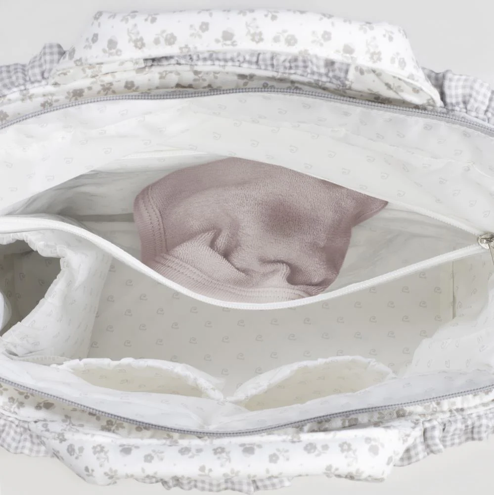 Saco com Muda Fraldas Pasito a Pasito Little Bloom Flowers Grey - Image 9