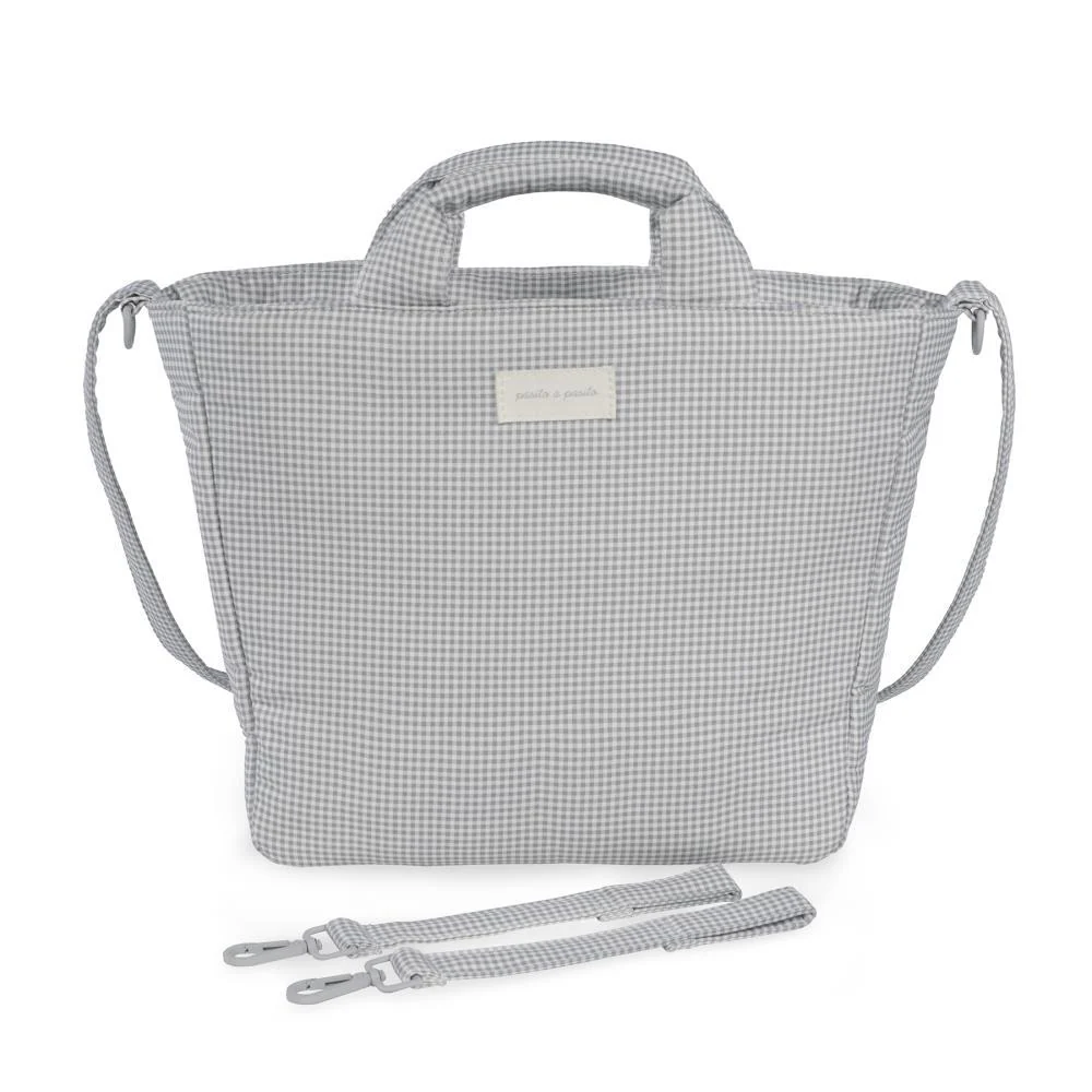 Saco com Muda Fraldas Pasito a Pasito Little Bloom Vichy Grey - Image 2