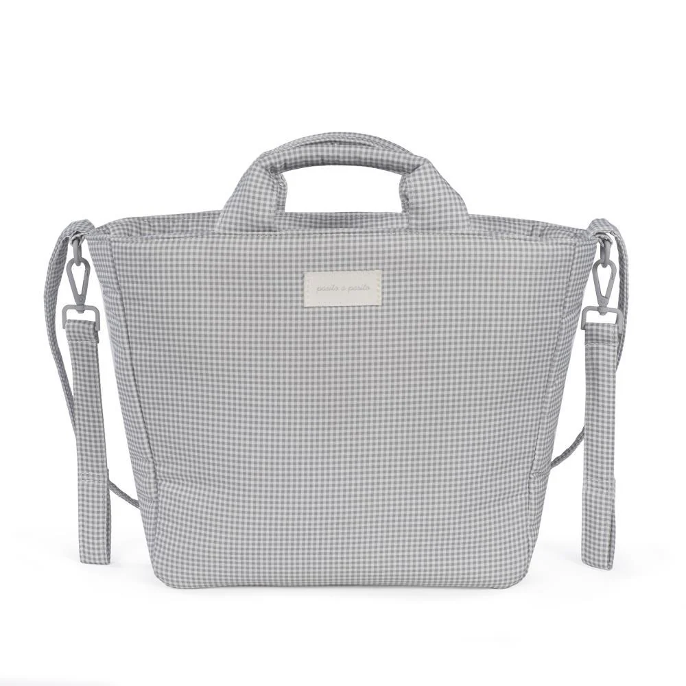 Saco com Muda Fraldas Pasito a Pasito Little Bloom Vichy Grey - Image 3