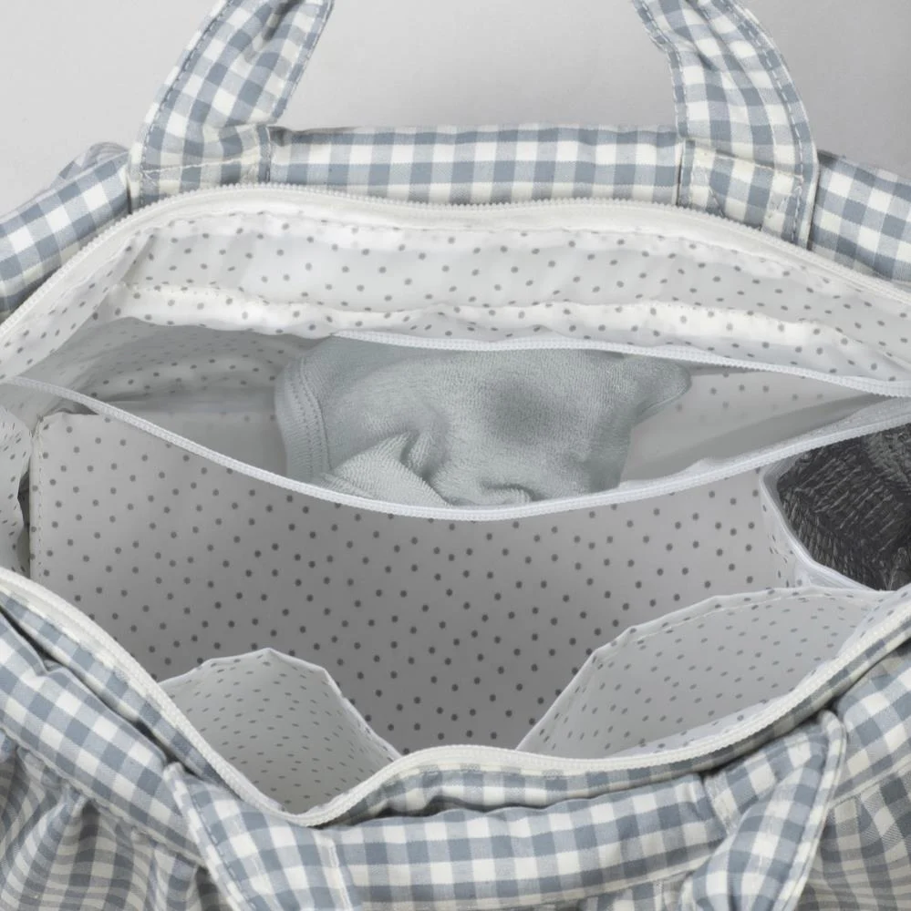 Saco com Muda Fraldas Walking Mum Praliné Vichy Matcha - Image 10