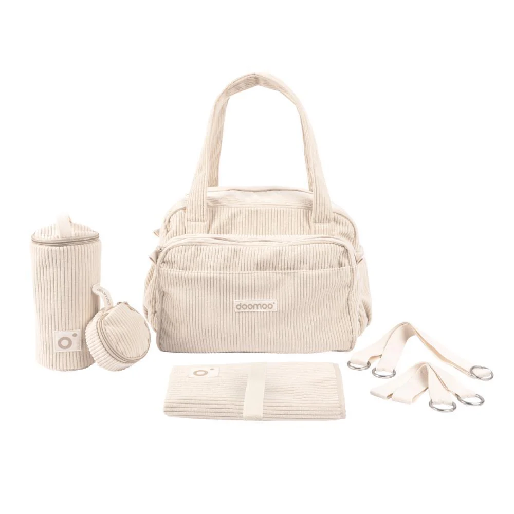 Saco de Maternidade Fluffy 2em1 com Acessórios Corduroy Sand