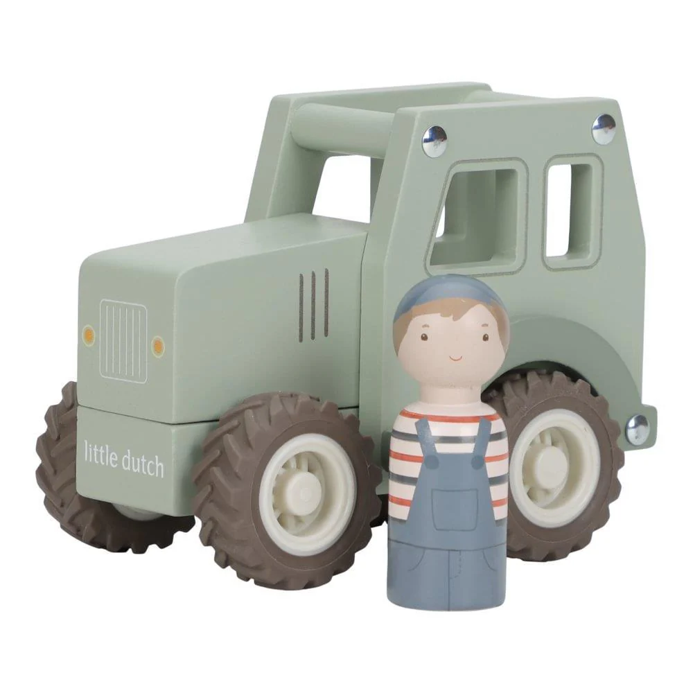 Trator com Figura em Madeira Little Dutch Green
