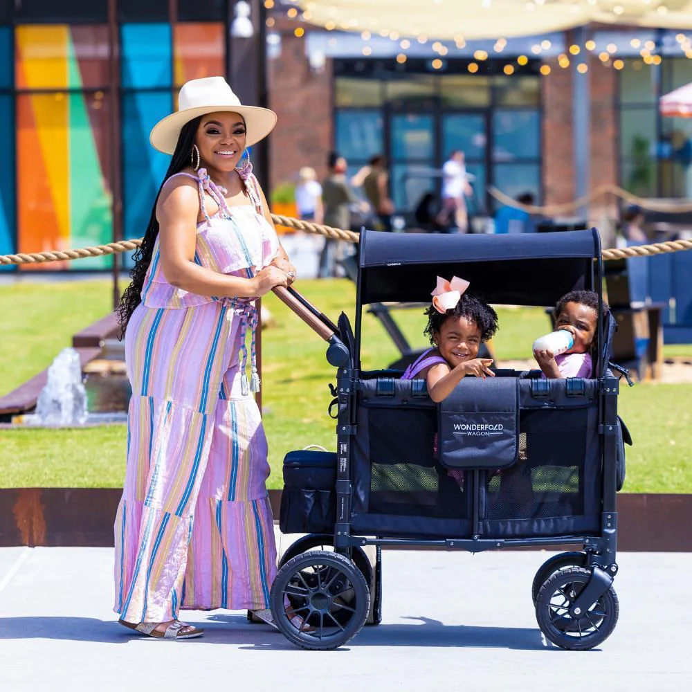 Wonderfold W2 Luxe Stroller Wagon Volcanic Black 2 Lugares - Image 9