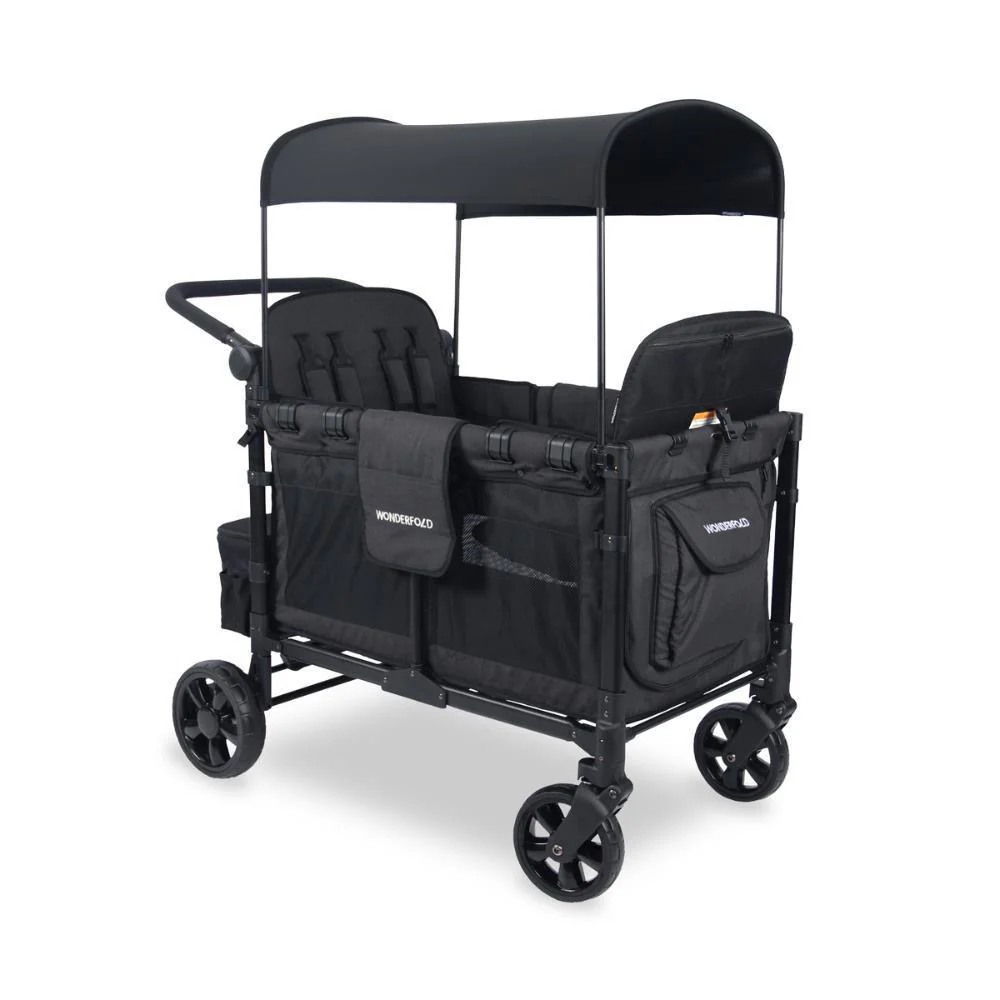Wonderfold W4 Luxe Stroller Wagon Volcanic Black 4 Lugares - Image 3